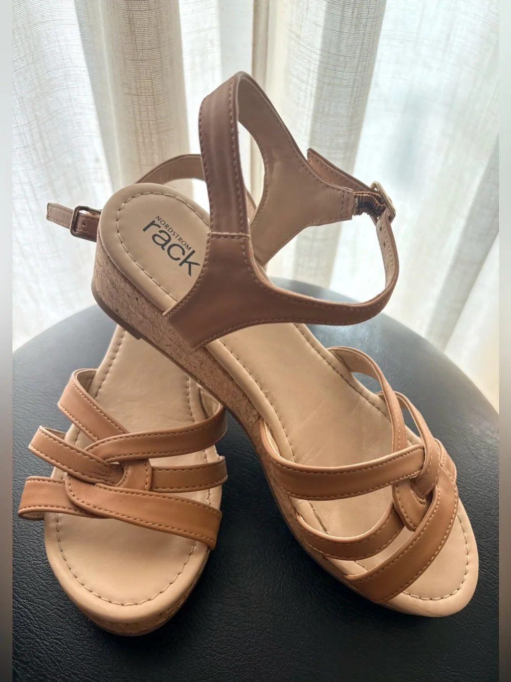 NordstromRack Tan Strappy Wedge Heel Sandals | Youth Size 4 / Women’s Size 5.5-6